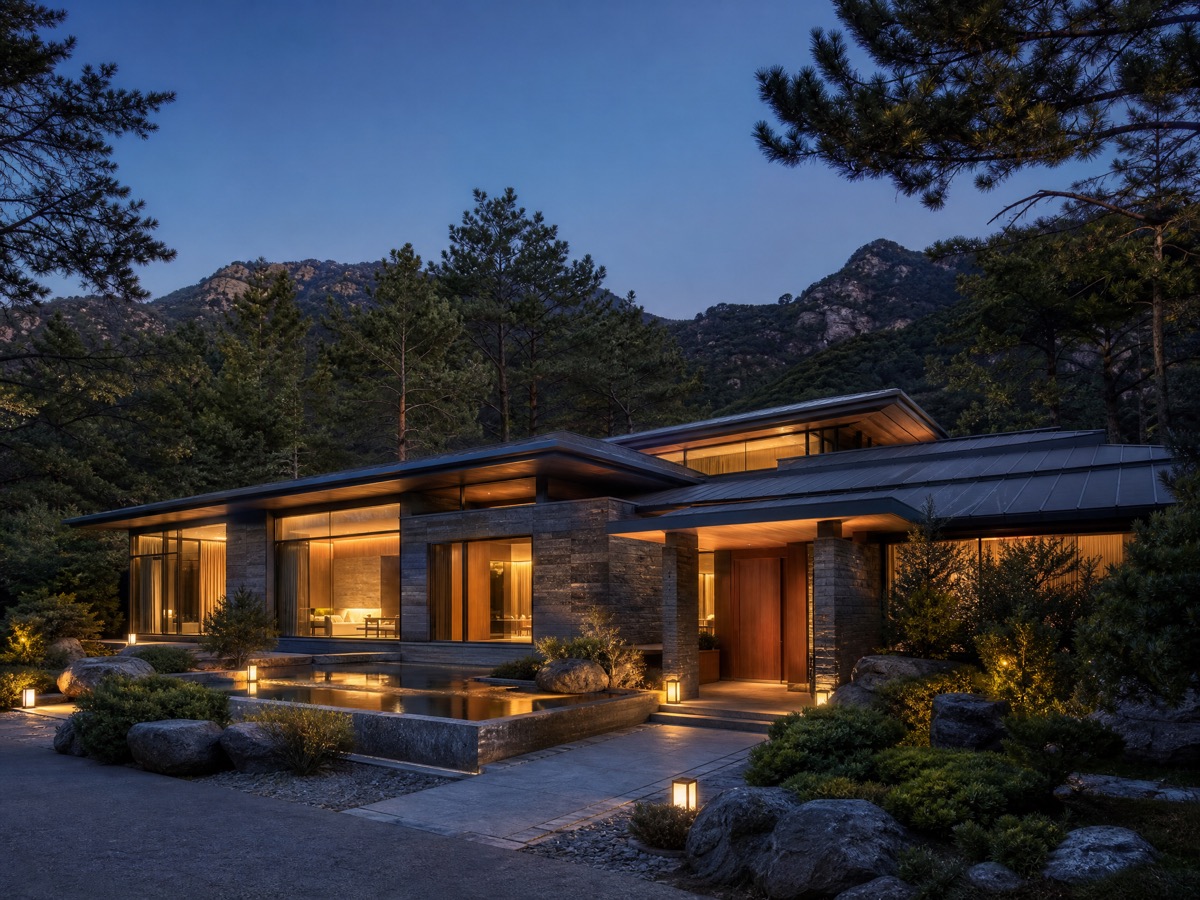 山止居石材建筑与松林庭院
